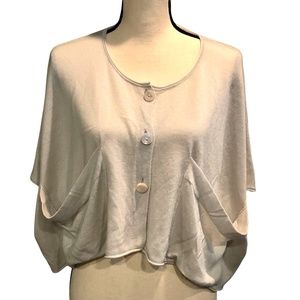 JOSEPH OATMEAL/BEIGE CASHMERE & RAYON CROPPED LOOSE FIT BOXY CARDIGAN SWEATER